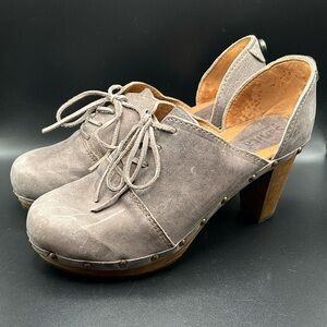 Sanita Theadora Clog Heels Taupe Oiled Leather, Size EU 39/US 8